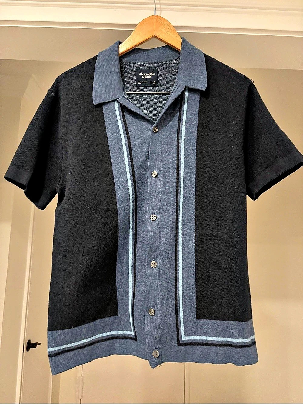 Abercrombie & Fitch Button-Through Sweater Polo Blue Small